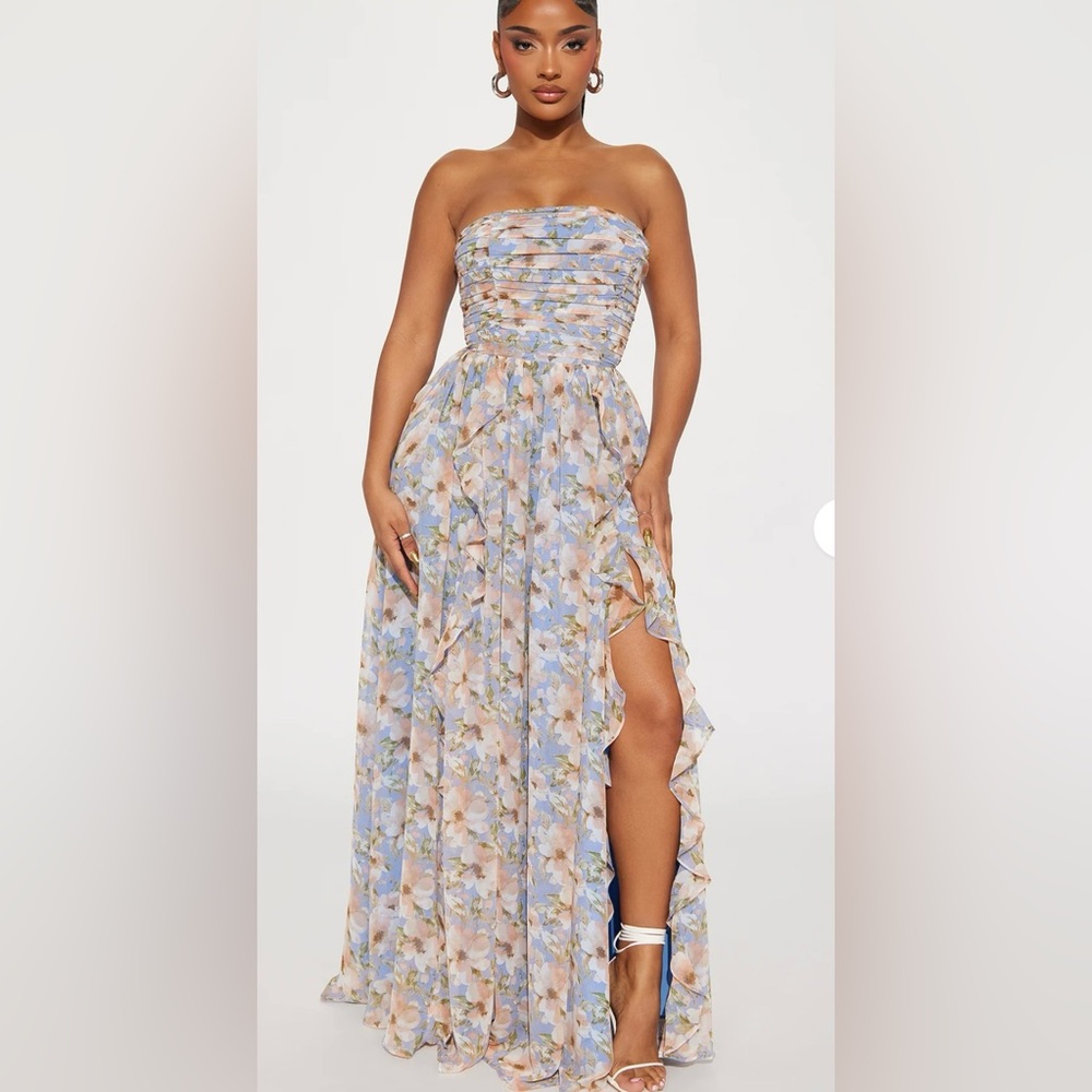 Floral Strapless Maxi Dress